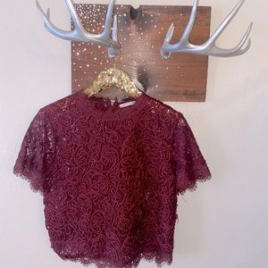 Beautiful burgundy lace crop top size LG